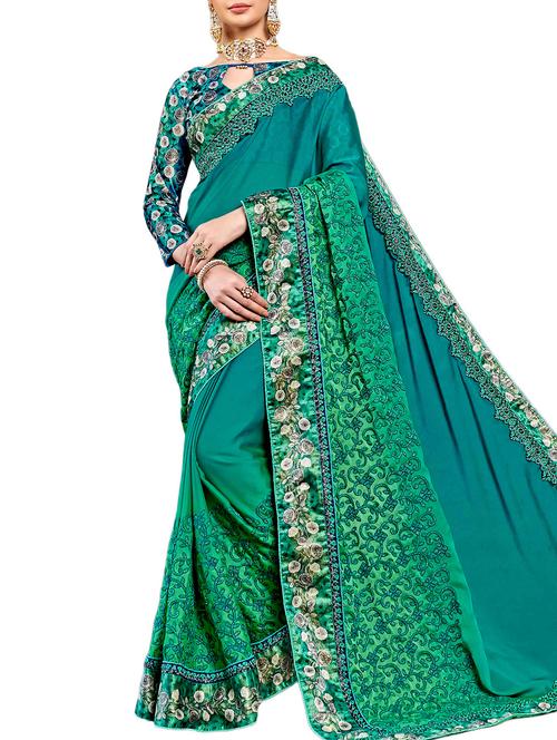 zari embroidered saree - 16120313 - Very Small Image - 1