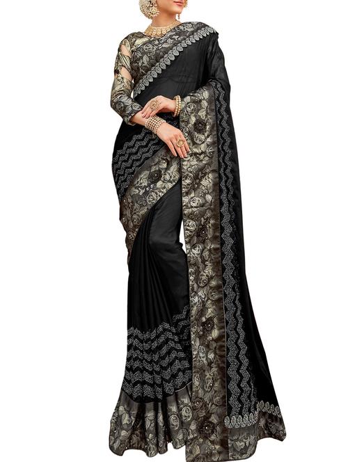 digital floral embroidered saree - 16120316 - Very Small Image - 1
