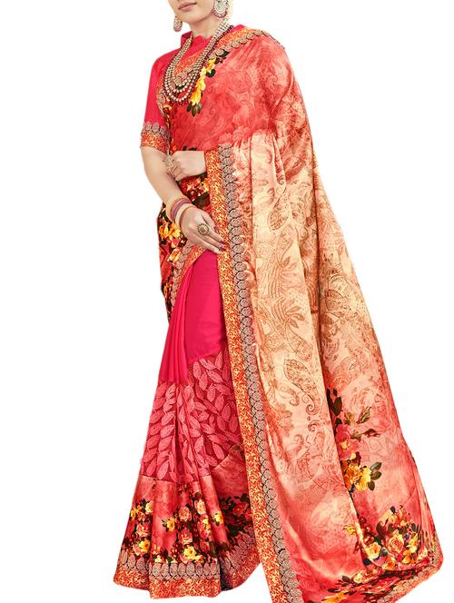 digital floral embroidered saree - 16120320 - Very Small Image - 1
