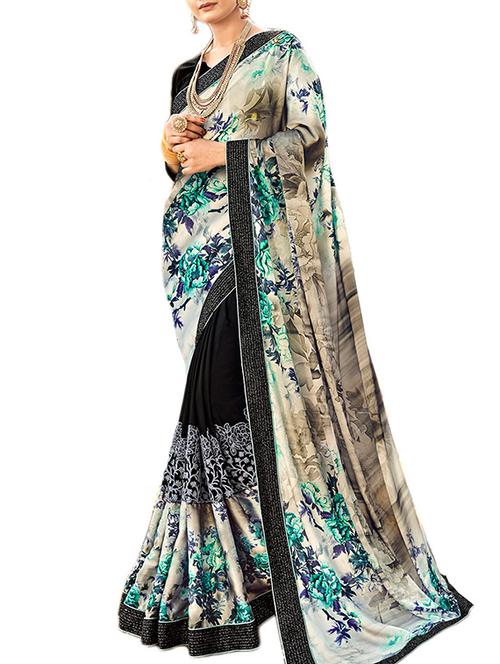 digital floral embroidered saree - 16120324 - Very Small Image - 1