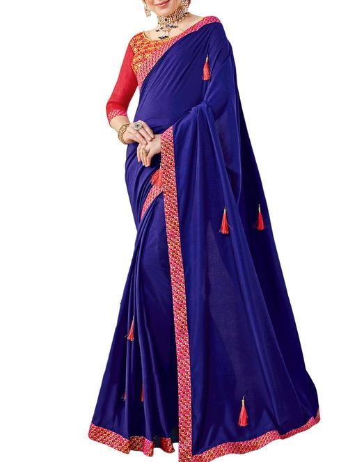 lace border tassels embellished saree - 16120342 - Very Small Image - 1