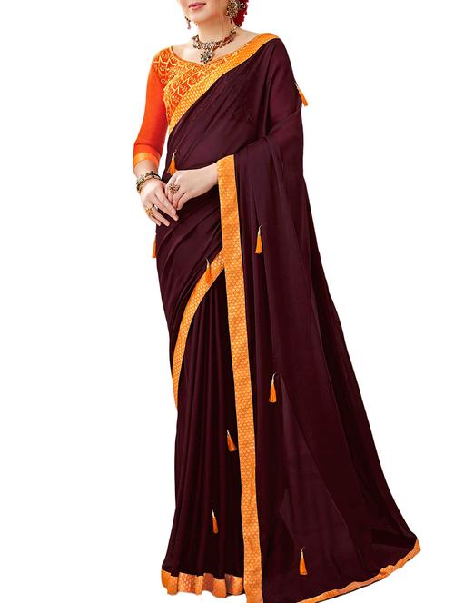 lace border tassels embellished saree - 16120345 - Very Small Image - 1
