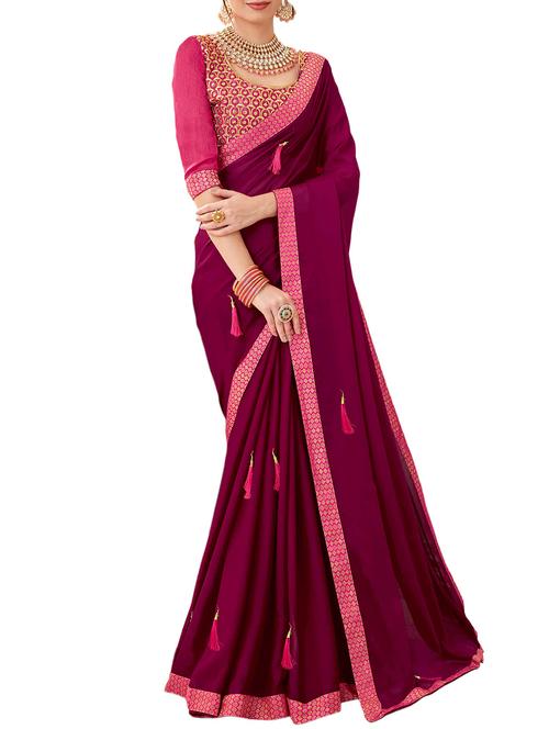 lace border tassels embellished saree - 16120346 - Very Small Image - 1
