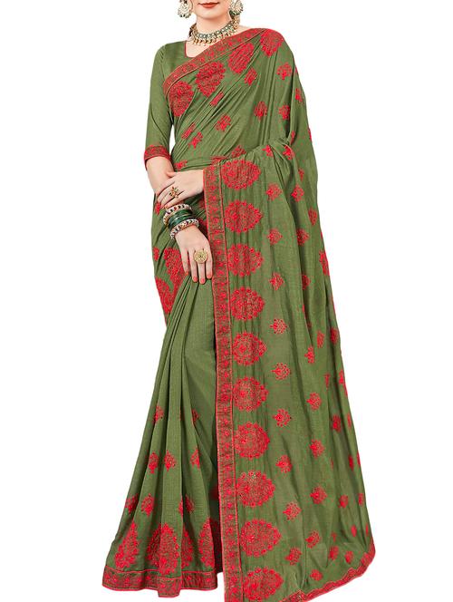 floral embroidered saree - 16120360 - Very Small Image - 1
