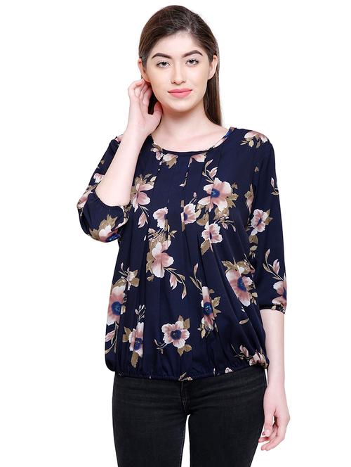 pleated floral blouson top - 16120392 - Very Small Image - 1