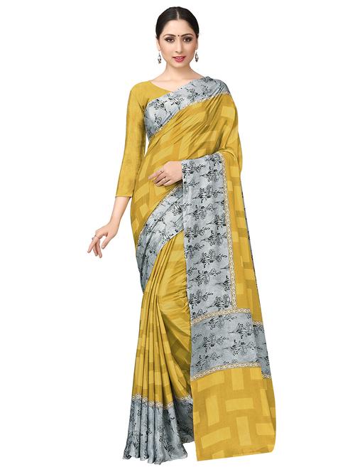 floral border printed saree with blouse - 16120479 - Very Small Image - 1