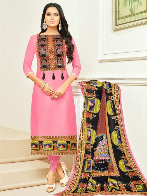 conversational churidaar unstitched suit - 16120649 - Very Small Image - 1