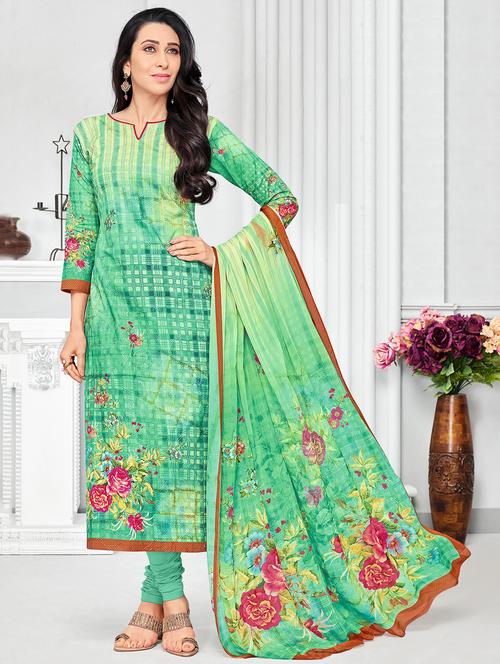 printed churidaar unstitched suit - 16120676 - Very Small Image - 1