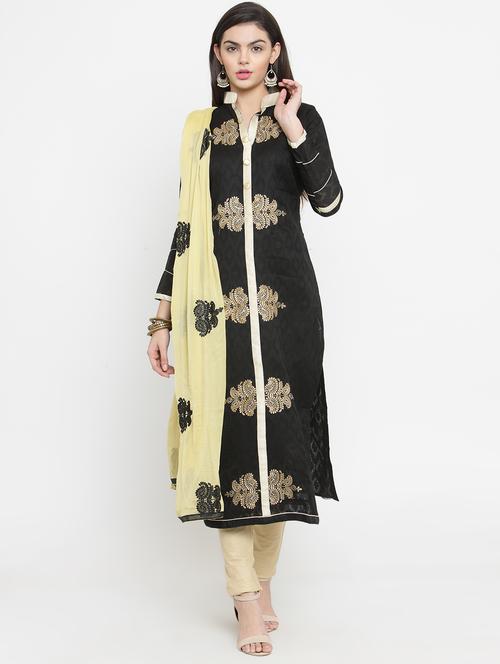 embroidered churidaar unstitched suit - 16120685 - Very Small Image - 1