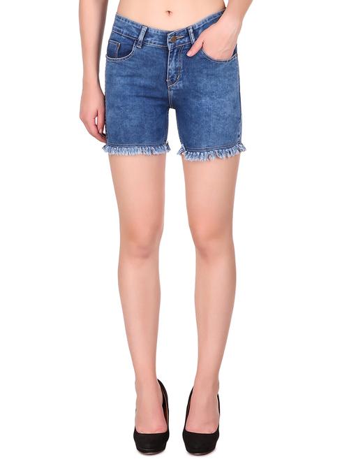 frayed hem denim shorts - 16120834 - Very Small Image - 1