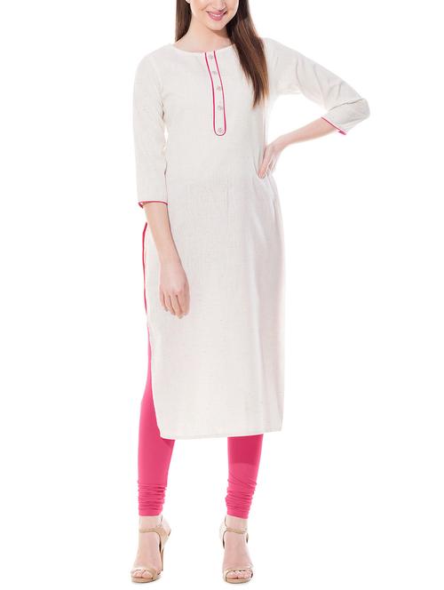 off-white solid straight kurta - 16121087 - Very Small Image - 1