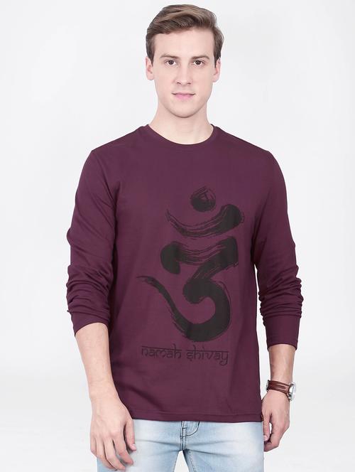 maroon typographic front print t-shirt - 16121228 - Very Small Image - 1
