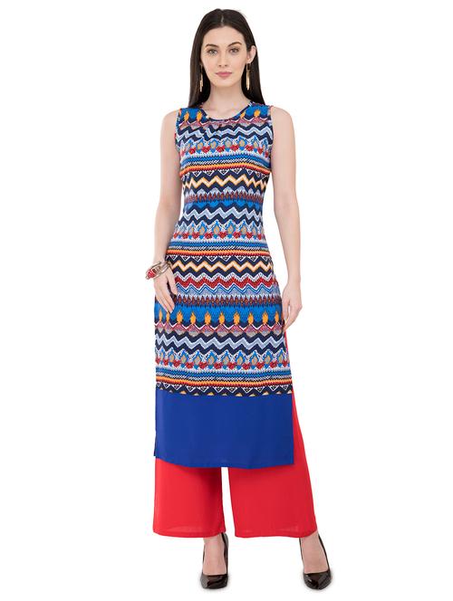 chevron printed straight kurta - 16124000 - Very Small Image - 1