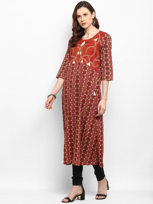 embroidered a-line kurta - 16124145 - Very Small Image - 1