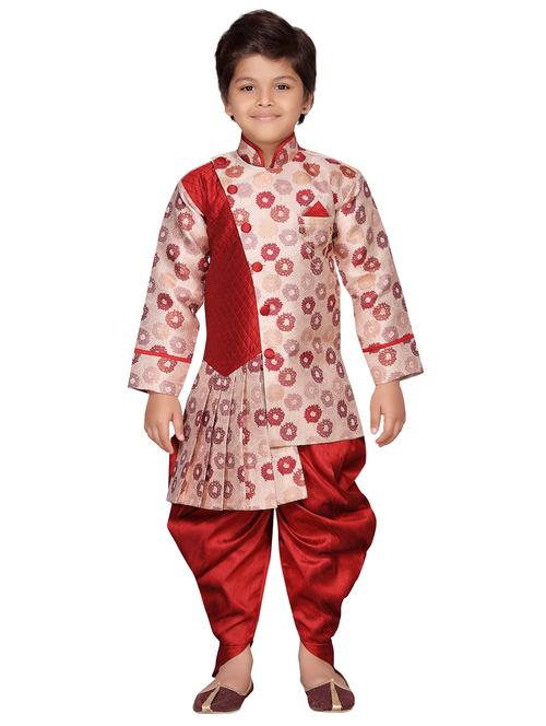 red silk sherwani set - 16124478 - Very Small Image - 1