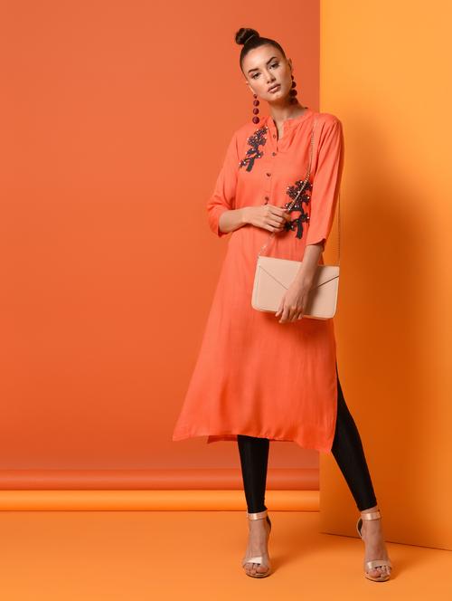 embroidered straight kurta - 16124503 - Very Small Image - 1