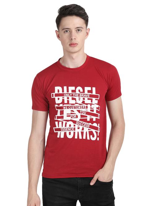 red typographic chest print tshirt - 16128796 - Very Small Image - 1