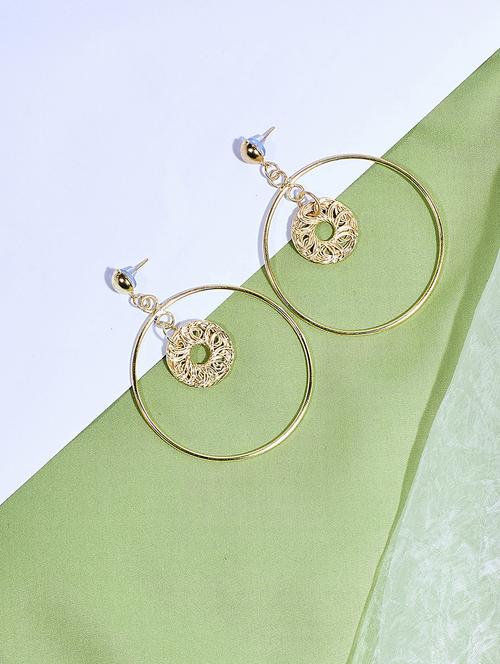 gold metal drop earring - 16129219 - Very Small Image - 1