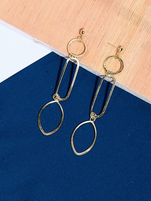 gold metal drop earring - 16129221 - Very Small Image - 1