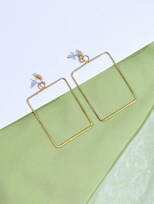gold metal drop earring - 16129222 - Very Small Image - 1