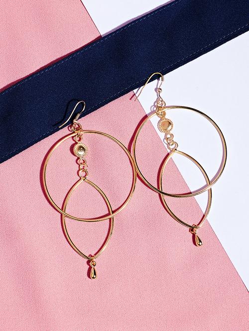 gold metal drop earring - 16129225 - Very Small Image - 1