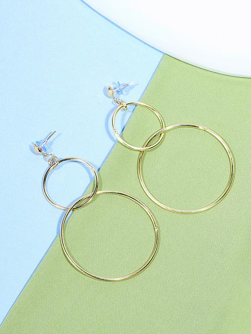 gold metal drop earring - 16129234 - Very Small Image - 1
