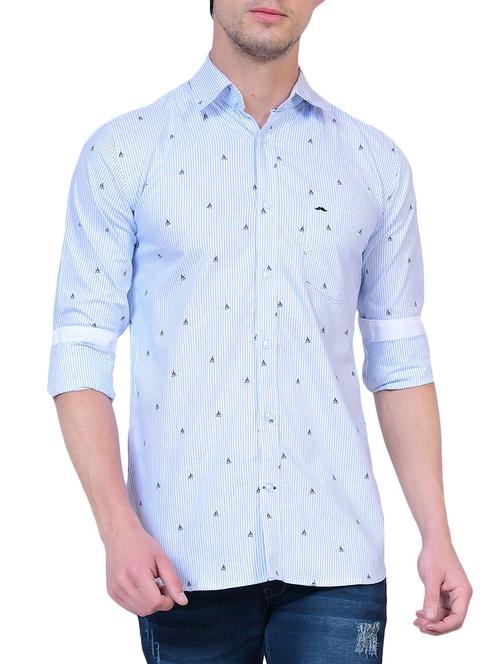 blue printed casual shirt - 16129539 - Very Small Image - 1