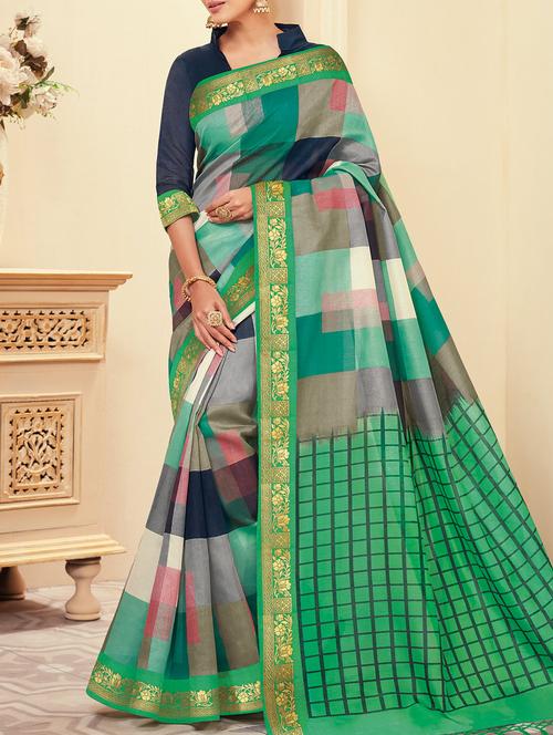 checkered bhagalpuri saree - 16129933 - Very Small Image - 1