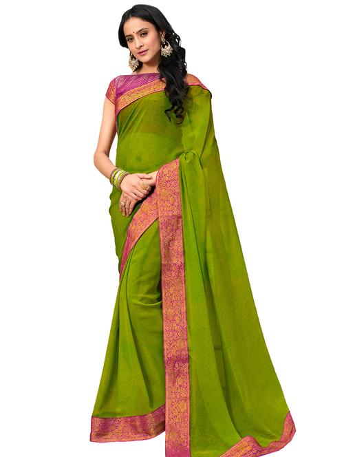 zari border green printed saree - 16129983 - Very Small Image - 1