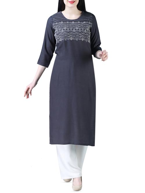 embroidered straight kurta - 16130024 - Very Small Image - 1