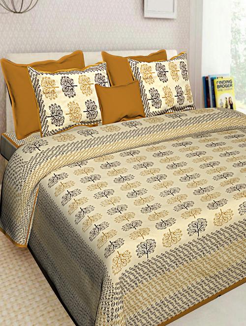 jaipuri traditional print 100% cotton double bedsheet with 2 pillow covers - 16130547 - Very Small Image - 1