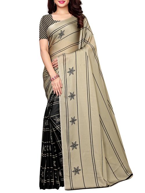 geometrical printed half & half saree with blouse - 16130573 - Very Small Image - 1