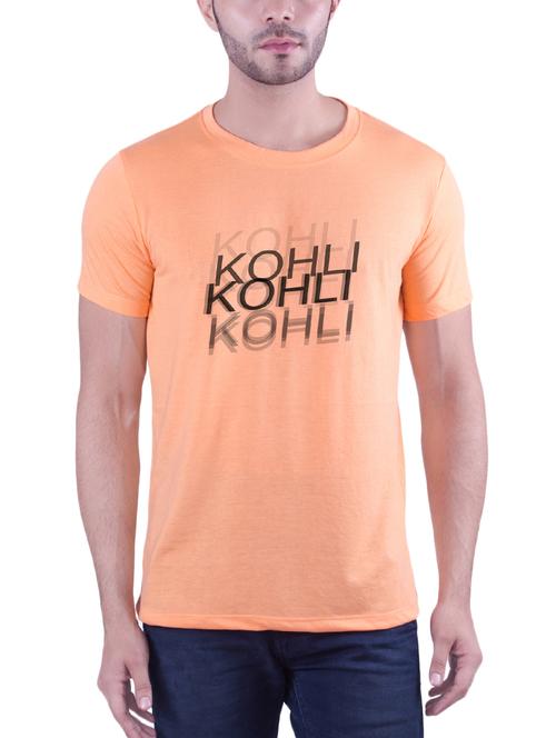 orange typographic chest print t-shirt - 16130849 - Very Small Image - 1