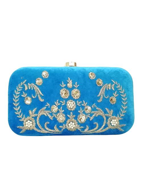 blue velvet box clutch - 16131223 - Very Small Image - 1