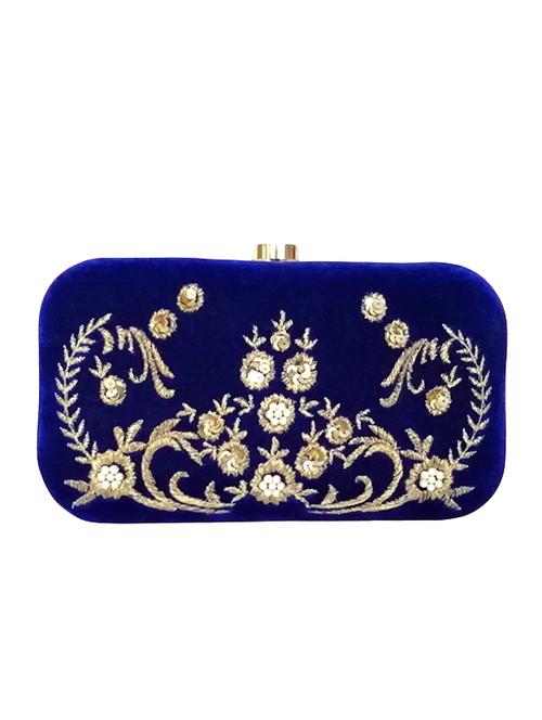 blue velvet box clutch - 16131224 - Very Small Image - 1