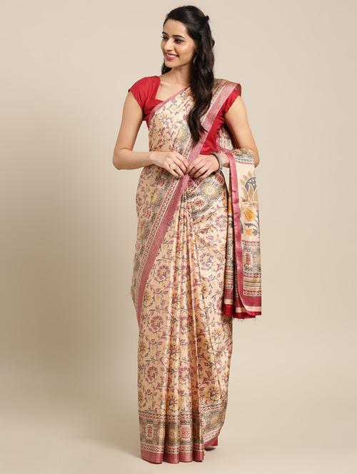 floral printed saree with blouse - 16131242 - Very Small Image - 1