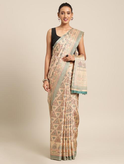 geometrical printed saree with blouse - 16131253 - Very Small Image - 1