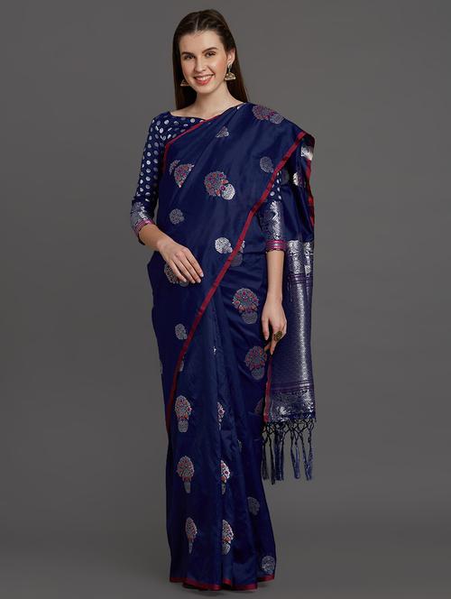 self design woven saree with blouse - 16131254 - Very Small Image - 1