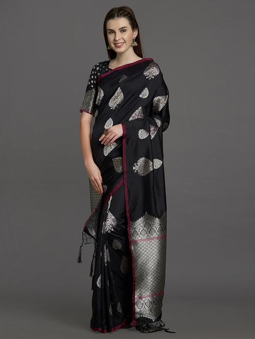 self design woven saree with blouse - 16131256 - Very Small Image - 1