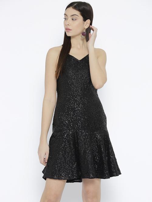 criss cross back sequined a-line dress - 16131743 - Very Small Image - 1