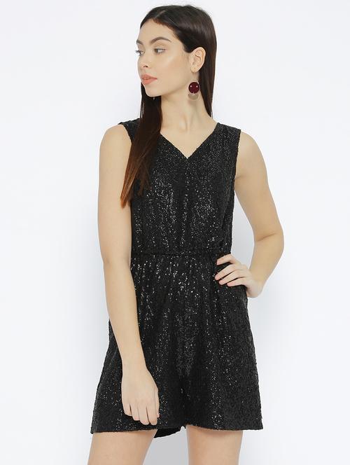 v-neck sequined romper - 16131753 - Very Small Image - 1