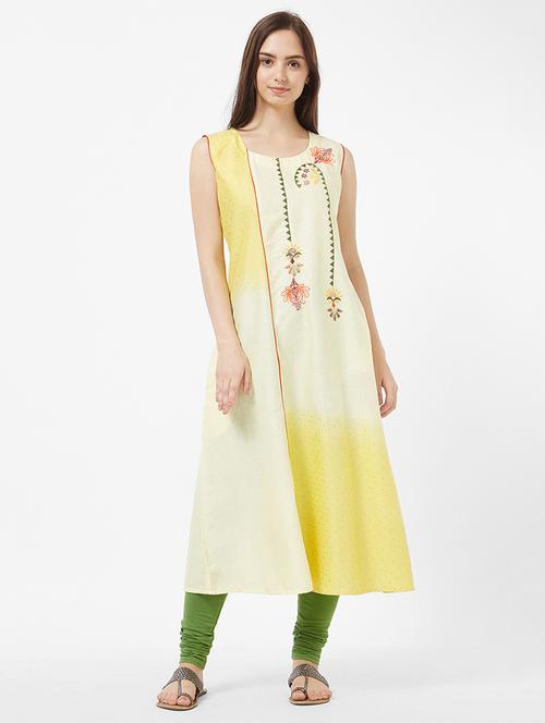 embroidered a-line kurta - 16131786 - Very Small Image - 1