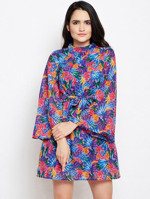 tie up floral a-line dress - 16133536 - Very Small Image - 1