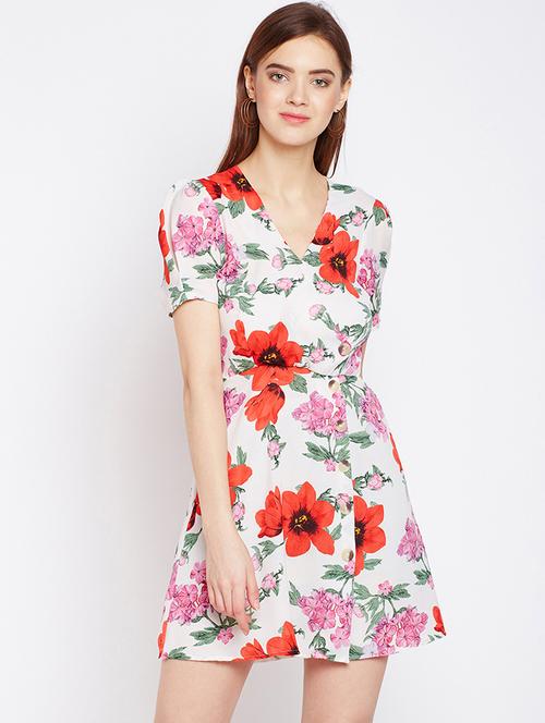 tie knot floral a-line dress - 16133557 - Very Small Image - 1
