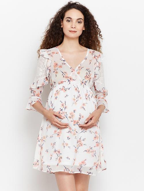 ruffled floral maternity wear dress - 16133561 - Very Small Image - 1