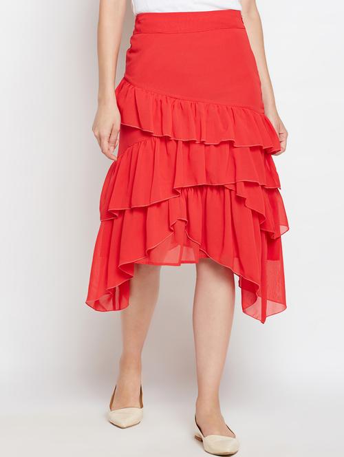 asymmetric hem ruffled skirt - 16133610 - Very Small Image - 1