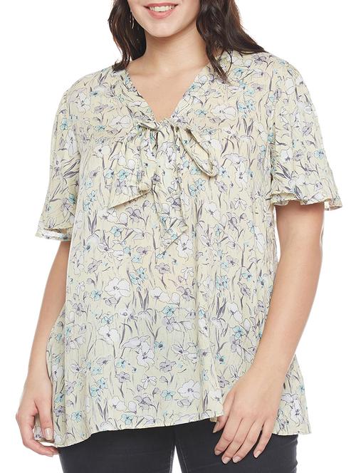 tie knot floral plus top - 16133654 - Very Small Image - 1
