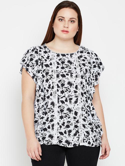 lace trim ruffle detail plus top - 16133713 - Very Small Image - 1