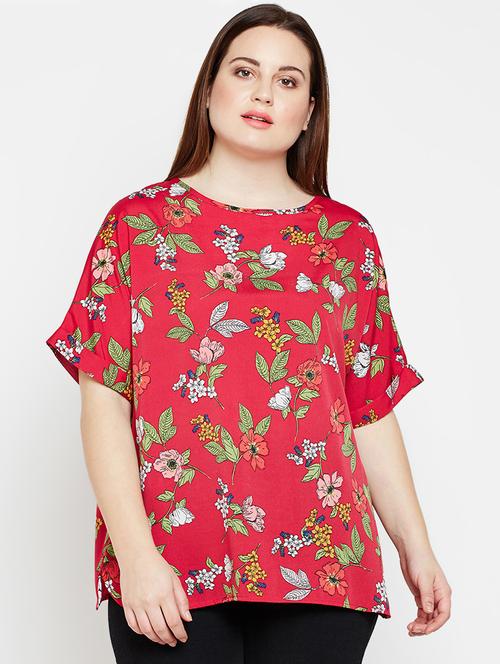 round neck floral plus top - 16133717 - Very Small Image - 1
