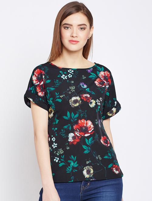 turn up sleeved floral top - 16133728 - Very Small Image - 1